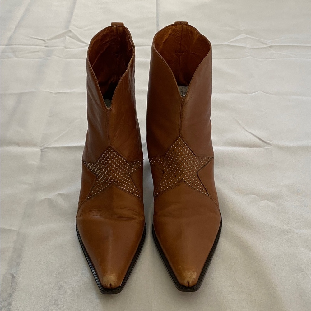 Donald Pliner Size 9 Brown Star Studded Cowboy Boots
